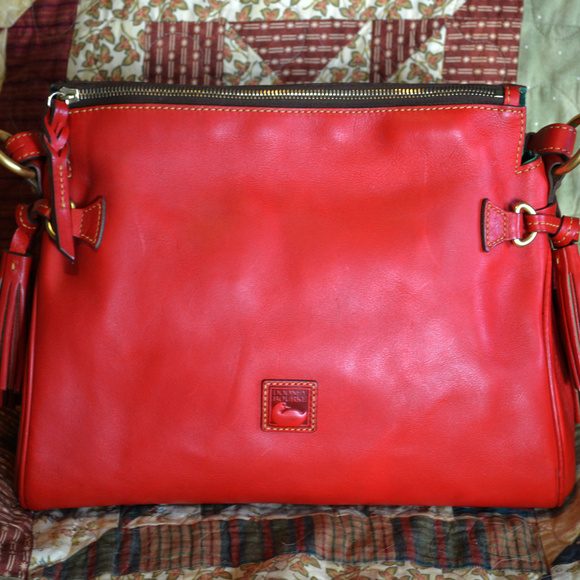Dooney & Bourke Handbags - Dooney & Bourke Florentine Medium Zip Red Hobo